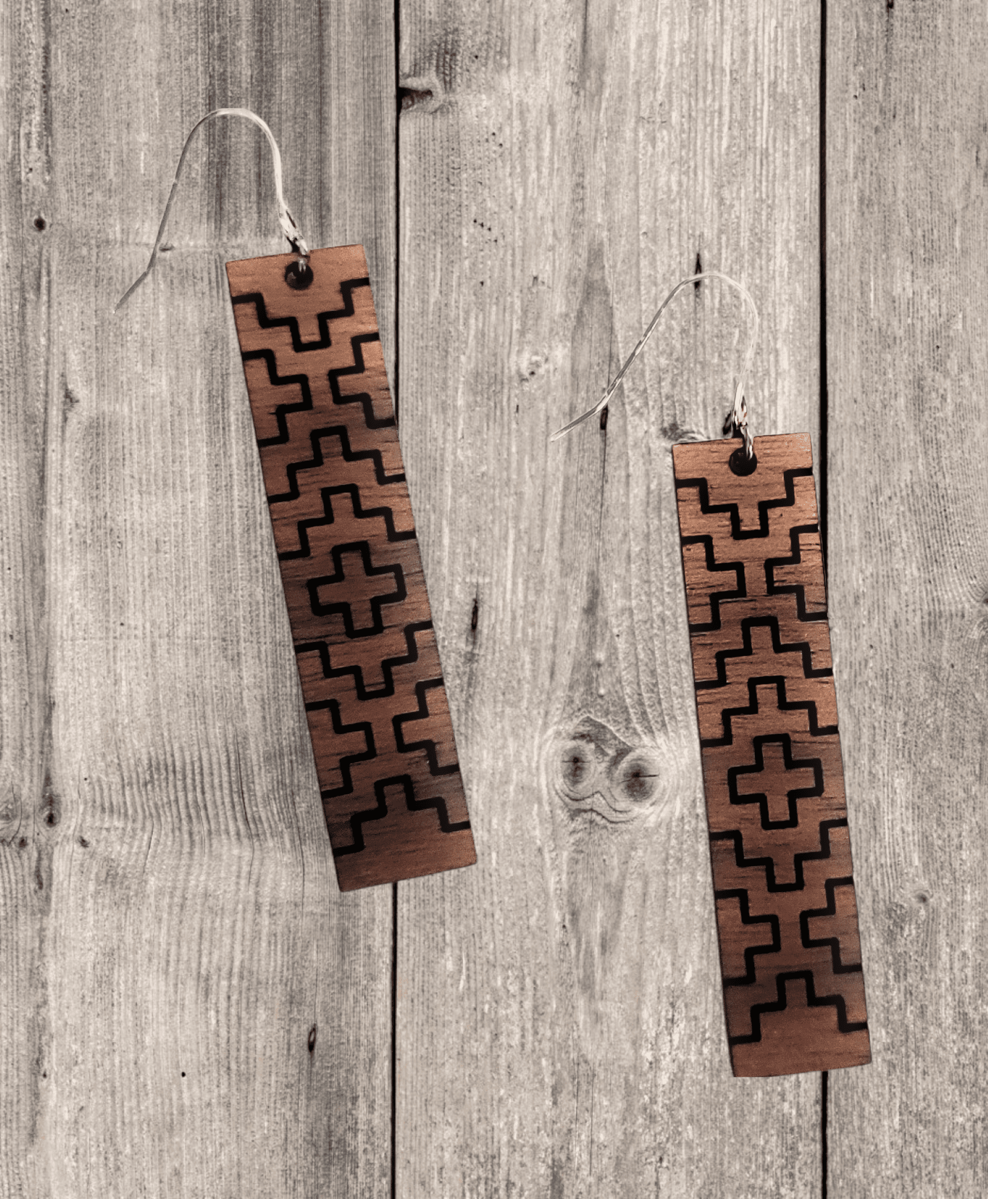 Aztec Thunder | Wood Earrings Boho Earrings - Ranch Junkie Mercantile LLC